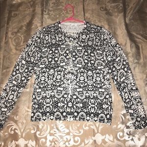Croft & Barrow Black & White Floral Cardigan.